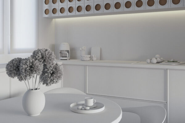 Visualización arquitectónica interior realizada en el Curso Profesional de ArchViz de School-ing